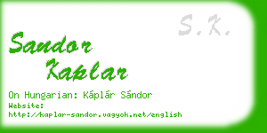 sandor kaplar business card